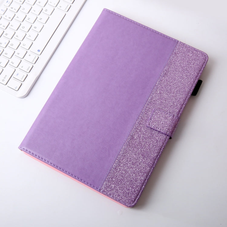 Glitter Powder Stitching Hot-pressed Changing PU Leather Case with Holder & Card Slots & Sleep / Wake-up Function For iPad 9.7 2018 / 2017