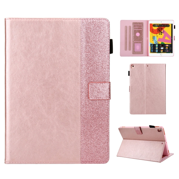 Glitter Powder Stitching Hot-pressed Changing PU Leather Case with Holder & Card Slots & Sleep / Wake-up Function For iPad 10.2 2021 / 2020 / 2019 / Pro 10.5