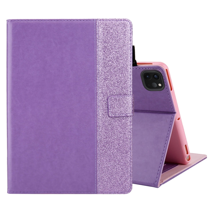 Glitter Powder Stitching Hot-pressed Changing PU Leather Tablet Case with Holder & Card Slots & Sleep / Wake-up Function For iPad 10.9 /Pro 11 2021/2020/2018
