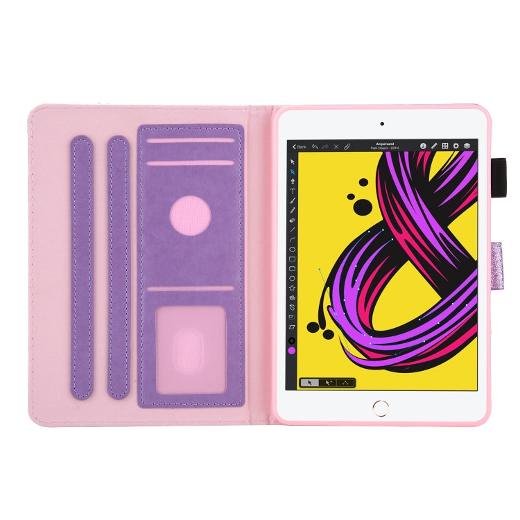 Glitter Powder Stitching Hot-pressed Changing PU Leather Case with Holder & Card Slots & Sleep / Wake-up Function For iPad mini 5/4/3/2/1