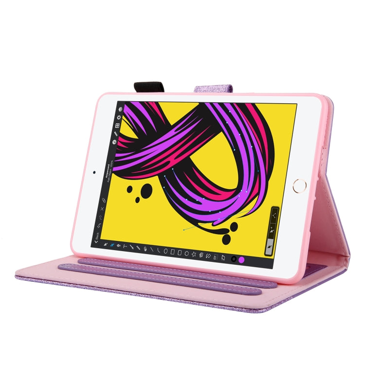 Glitter Powder Stitching Hot-pressed Changing PU Leather Case with Holder & Card Slots & Sleep / Wake-up Function For iPad mini 5/4/3/2/1