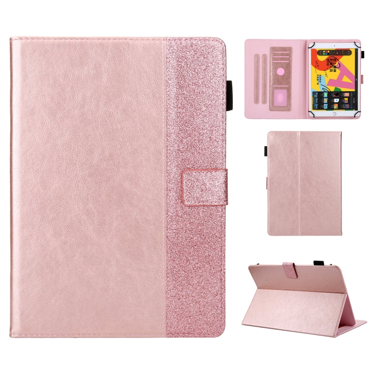 Glitter Powder Stitching Hot-pressed Changing PU Leather Case with Holder & Card Slots For 10 incn Universal Tablet