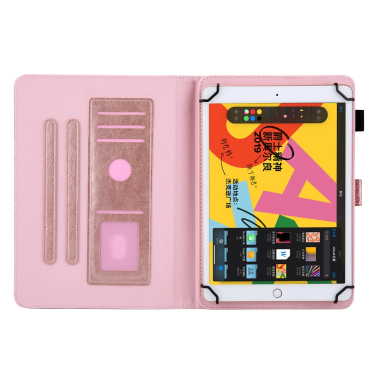 Glitter Powder Stitching Hot-pressed Changing PU Leather Case with Holder & Card Slots For 10 incn Universal Tablet