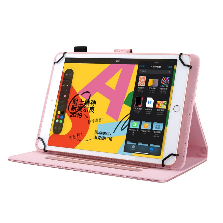 Glitter Powder Stitching Hot-pressed Changing PU Leather Case with Holder & Card Slots For 10 incn Universal Tablet