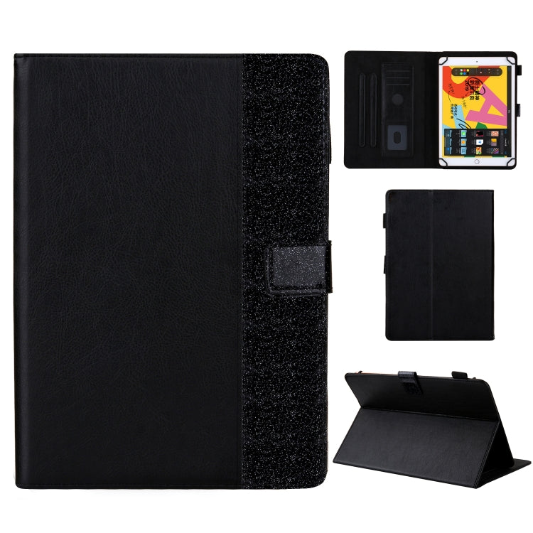 Glitter Powder Stitching Hot-pressed Changing PU Leather Case with Holder & Card Slots For 10 incn Universal Tablet