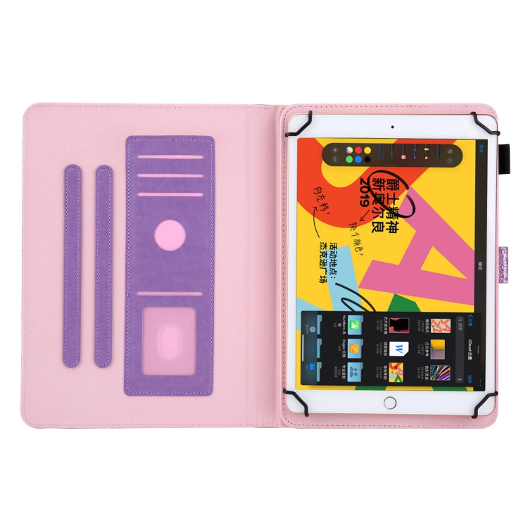 Glitter Powder Stitching Hot-pressed Changing PU Leather Case with Holder & Card Slots For 10 incn Universal Tablet