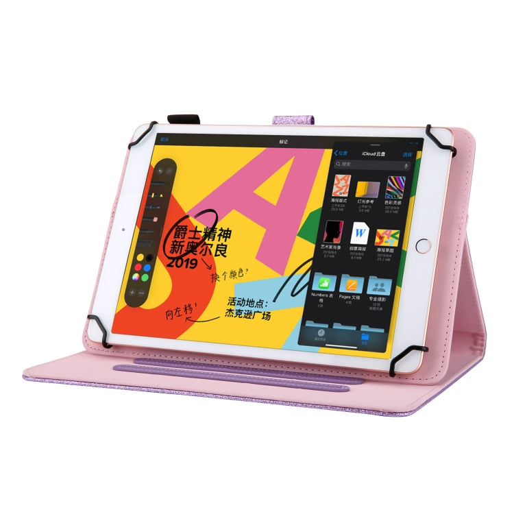 Glitter Powder Stitching Hot-pressed Changing PU Leather Case with Holder & Card Slots For 10 incn Universal Tablet