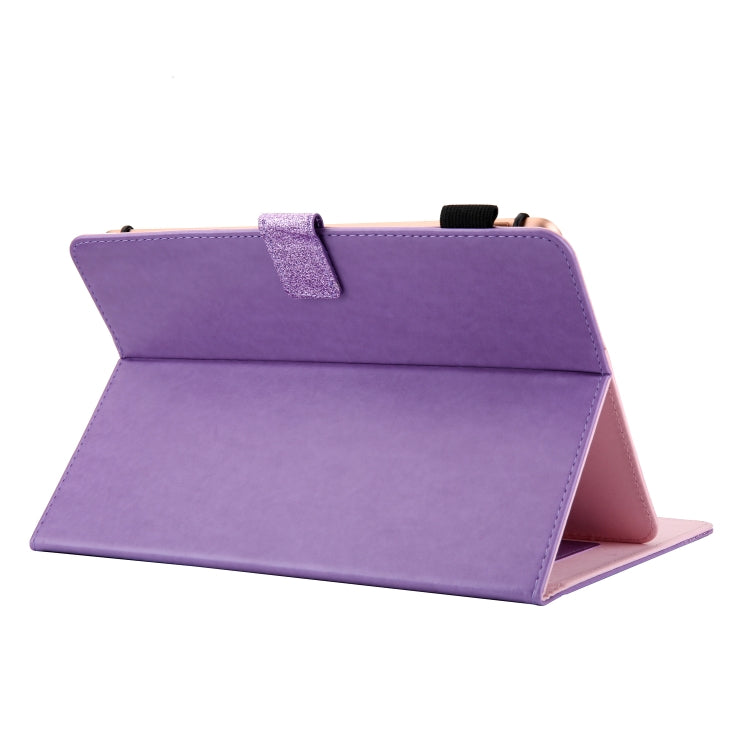 Glitter Powder Stitching Hot-pressed Changing PU Leather Case with Holder & Card Slots For 10 incn Universal Tablet