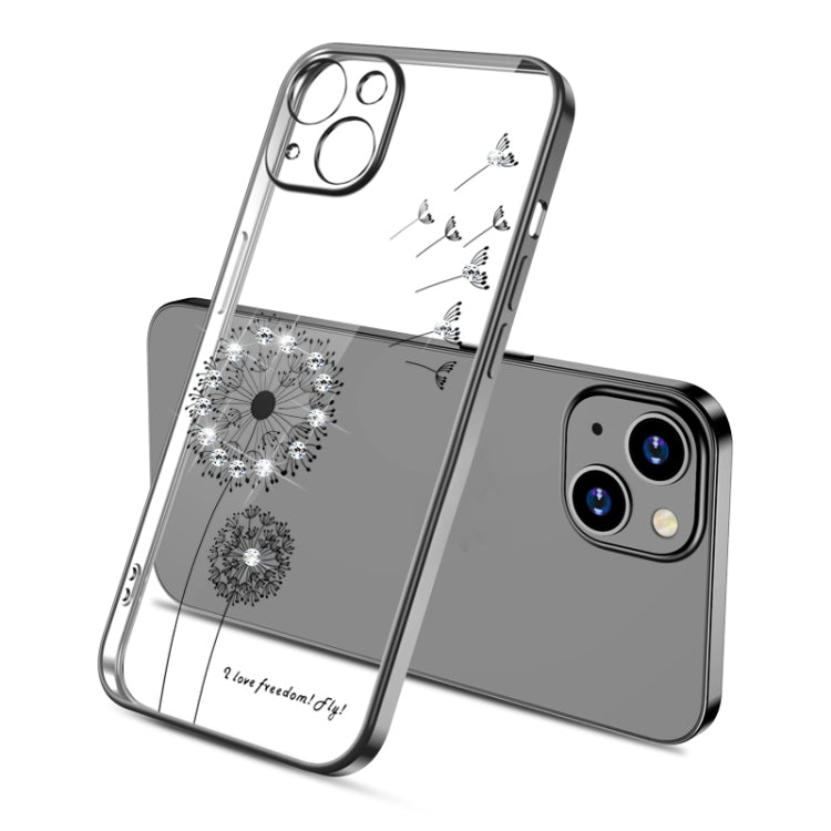 For iPhone 13 mini Electroplating Diamond Dandelion Pattern TPU Shockproof Protective Case