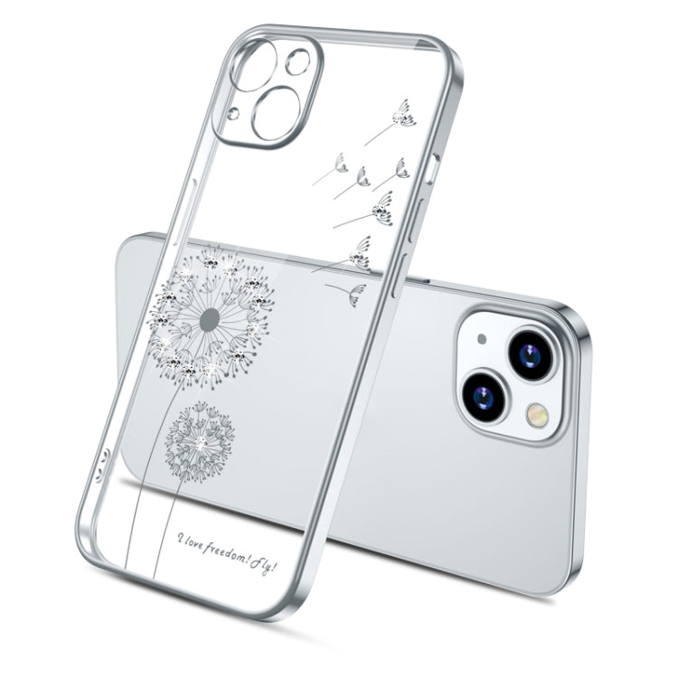 For iPhone 13 mini Electroplating Diamond Dandelion Pattern TPU Shockproof Protective Case