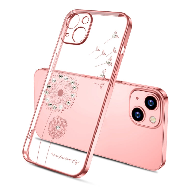 For iPhone 13 Electroplating Diamond Dandelion Pattern TPU Shockproof Protective Case