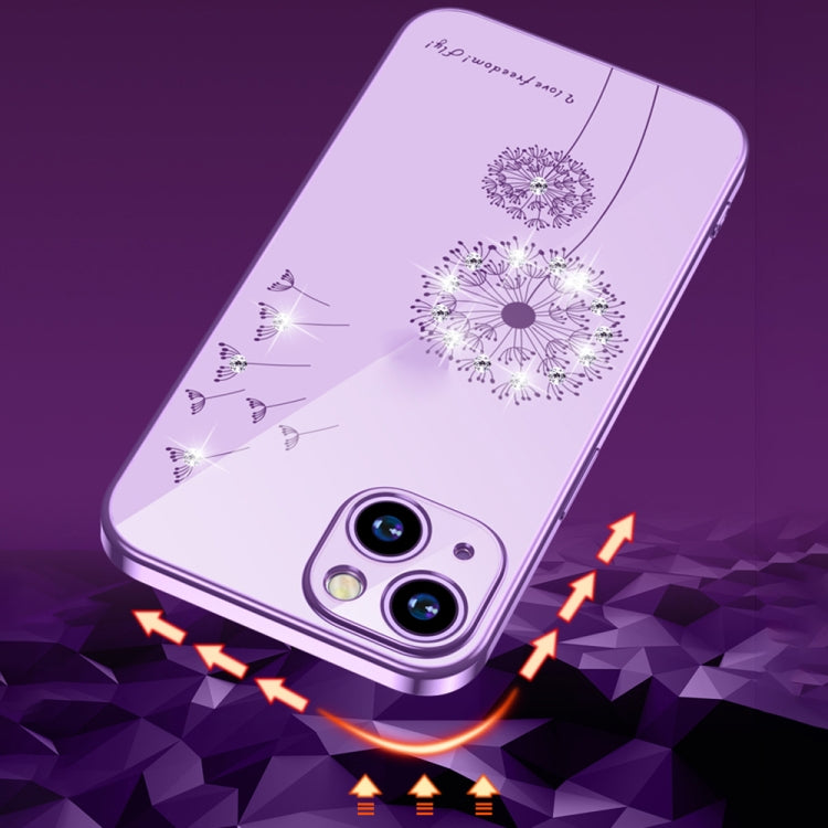 For iPhone 13 Electroplating Diamond Dandelion Pattern TPU Shockproof Protective Case