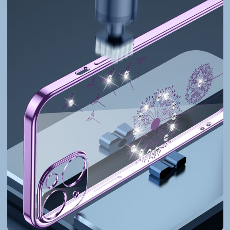 For iPhone 13 Electroplating Diamond Dandelion Pattern TPU Shockproof Protective Case