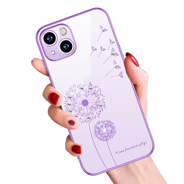 For iPhone 13 Pro Electroplating Diamond Dandelion Pattern TPU Shockproof Protective Case