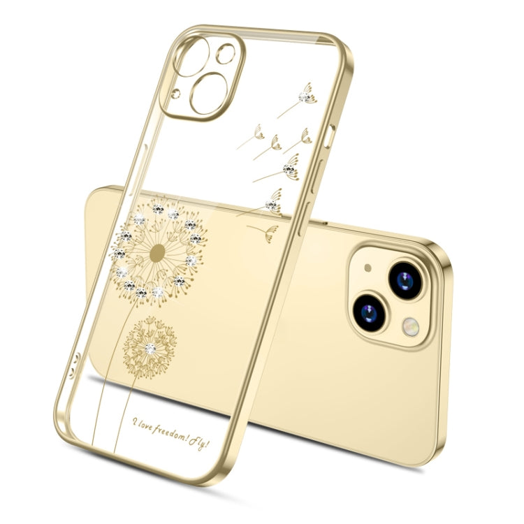 For iPhone 13 Pro Max Electroplating Diamond Dandelion Pattern TPU Shockproof Protective Case