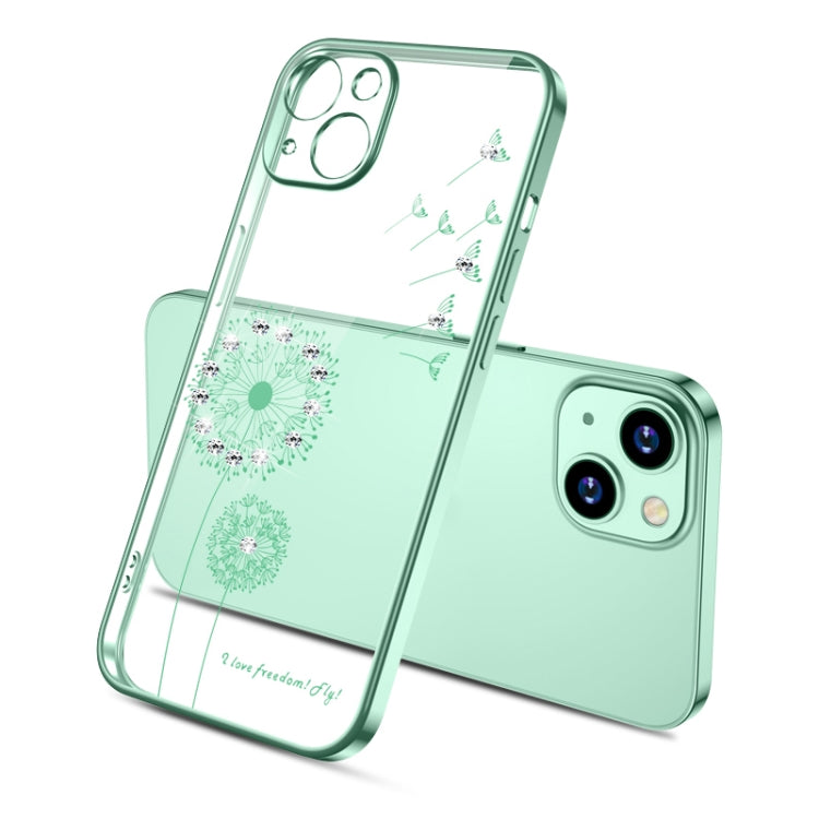 For iPhone 13 Pro Max Electroplating Diamond Dandelion Pattern TPU Shockproof Protective Case