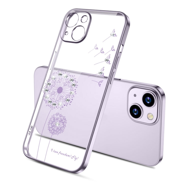 For iPhone 13 Pro Max Electroplating Diamond Dandelion Pattern TPU Shockproof Protective Case