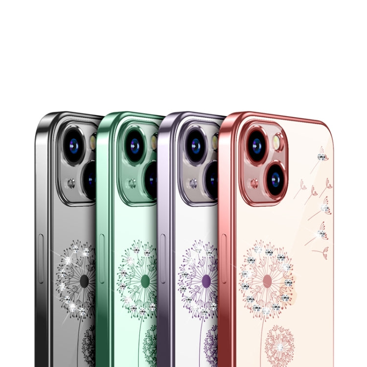 For iPhone 13 Pro Max Electroplating Diamond Dandelion Pattern TPU Shockproof Protective Case