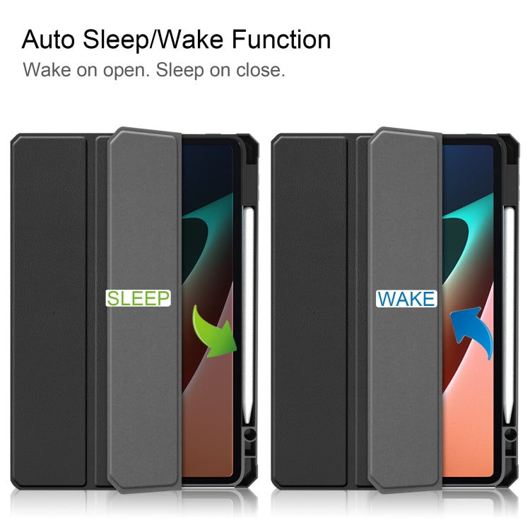 For Xiaomi Pad 5 / 5 Pro Custer Texture Horizontal Flip Leather Case with Three-folding Holder & Sleep / Wake-up Function