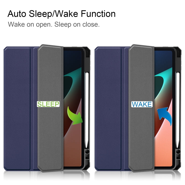 For Xiaomi Pad 5 / 5 Pro Custer Texture Horizontal Flip Leather Case with Three-folding Holder & Sleep / Wake-up Function
