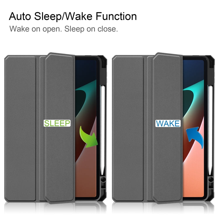 For Xiaomi Pad 5 / 5 Pro Custer Texture Horizontal Flip Leather Case with Three-folding Holder & Sleep / Wake-up Function