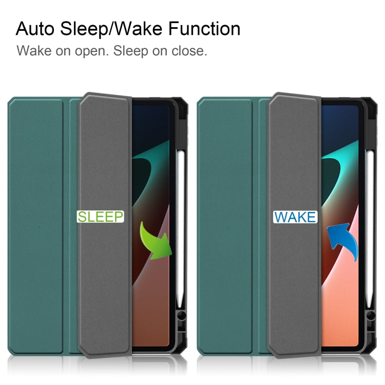 For Xiaomi Pad 5 / 5 Pro Custer Texture Horizontal Flip Leather Case with Three-folding Holder & Sleep / Wake-up Function