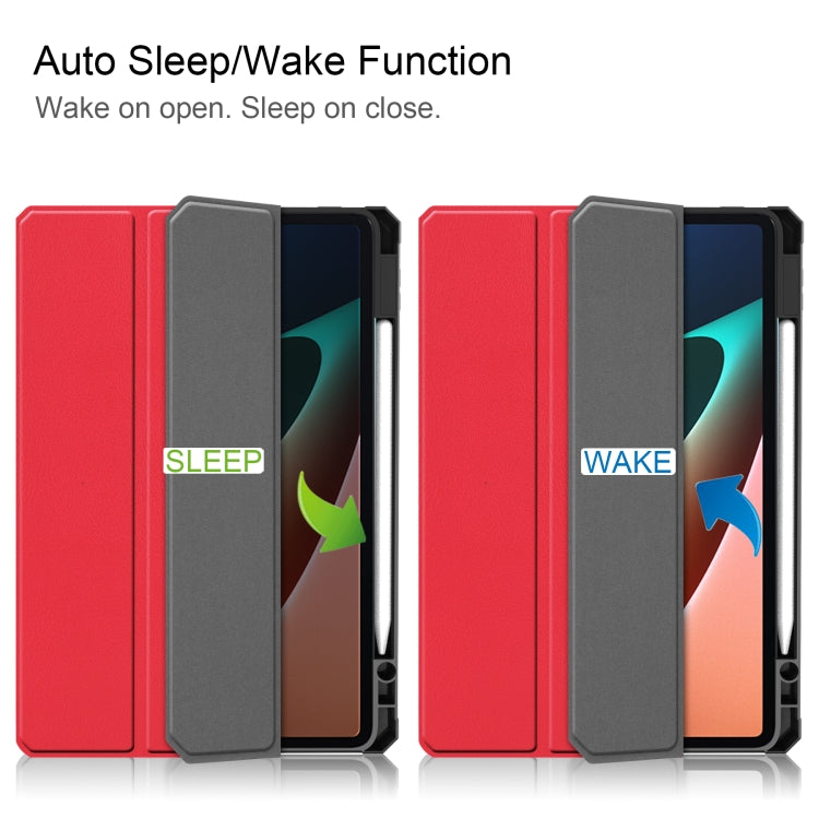 For Xiaomi Pad 5 / 5 Pro Custer Texture Horizontal Flip Leather Case with Three-folding Holder & Sleep / Wake-up Function