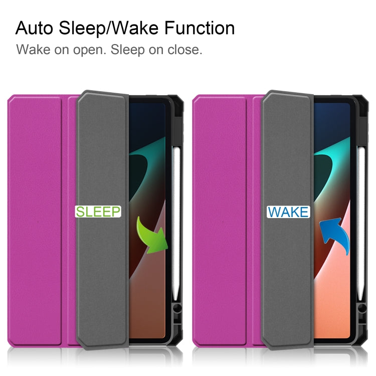 For Xiaomi Pad 5 / 5 Pro Custer Texture Horizontal Flip Leather Case with Three-folding Holder & Sleep / Wake-up Function