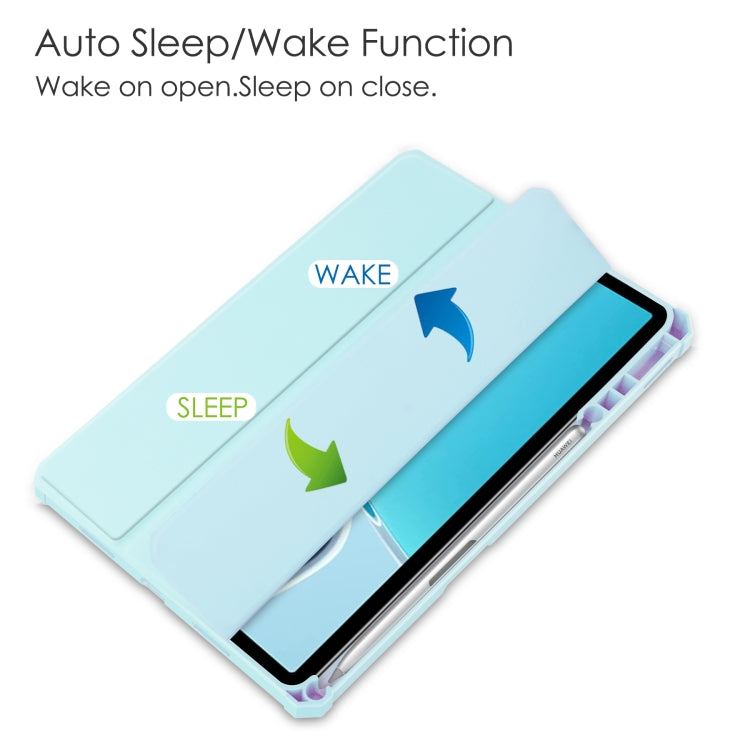 For Huawei MatePad 11 2021 Three-fold Transparent TPU Horizontal Flip Leather Case with Pen Slot & Three-fold Holder & Sleep / Wake-up Function