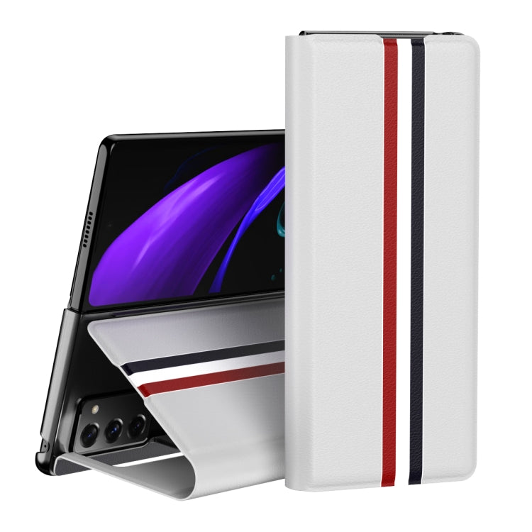 For Samsung Galaxy Z Fold2 5G Lychee Texture PU Card Slot Leather Case with Holder