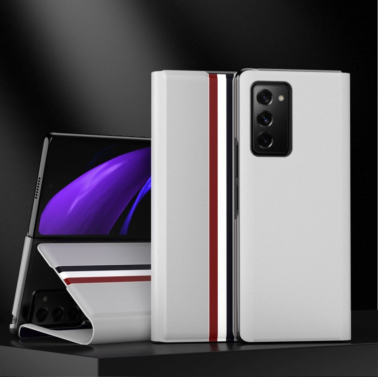 For Samsung Galaxy Z Fold2 5G Lychee Texture PU Card Slot Leather Case with Holder
