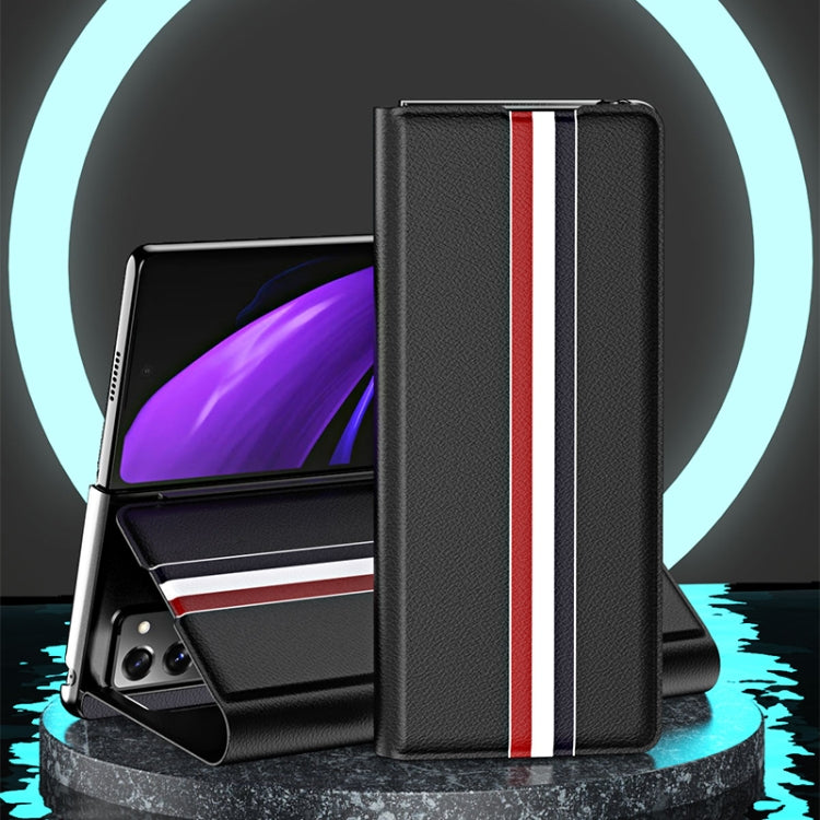 For Samsung Galaxy Z Fold2 5G Lychee Texture PU Card Slot Leather Case with Holder