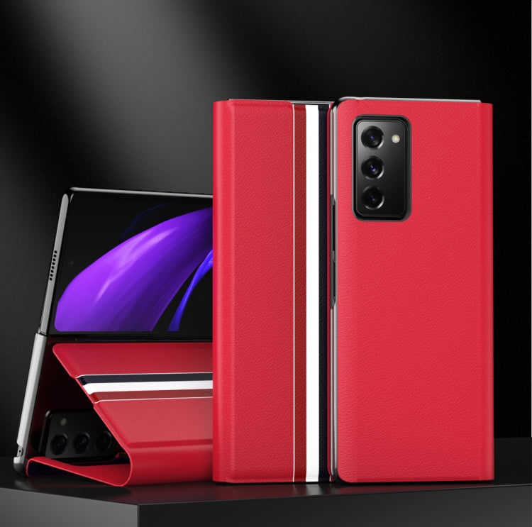 For Samsung Galaxy Z Fold2 5G Lychee Texture PU Card Slot Leather Case with Holder