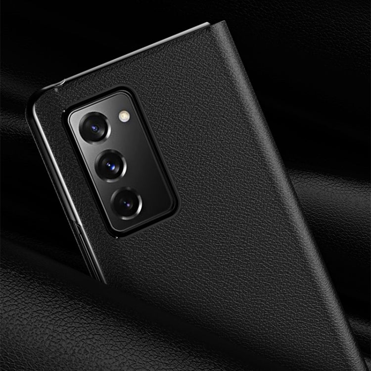 For Samsung Galaxy Z Fold2 5G Lychee Texture PU Card Slot Leather Case with Holder