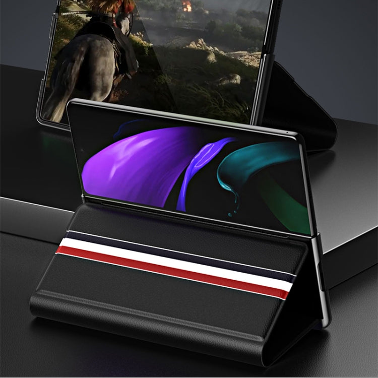 For Samsung Galaxy Z Fold2 5G Lychee Texture PU Card Slot Leather Case with Holder