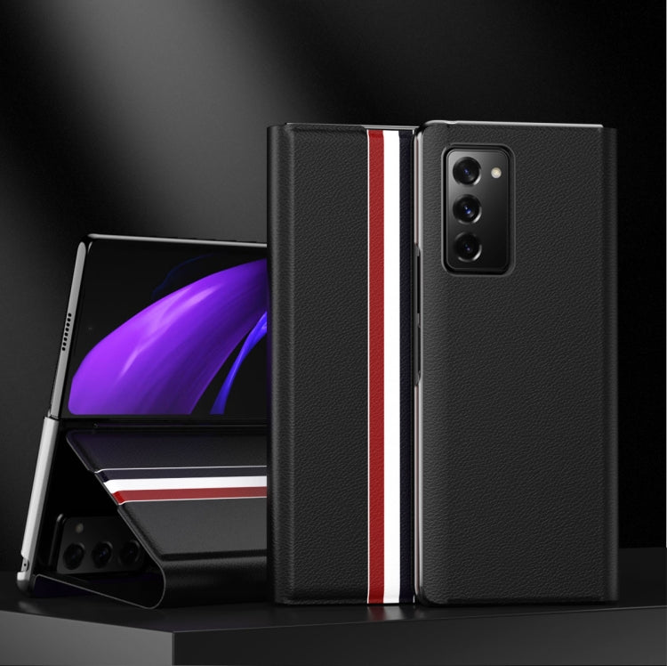 For Samsung Galaxy Z Fold3 5G Lychee Texture PU Card Slot Leather Case with Holder