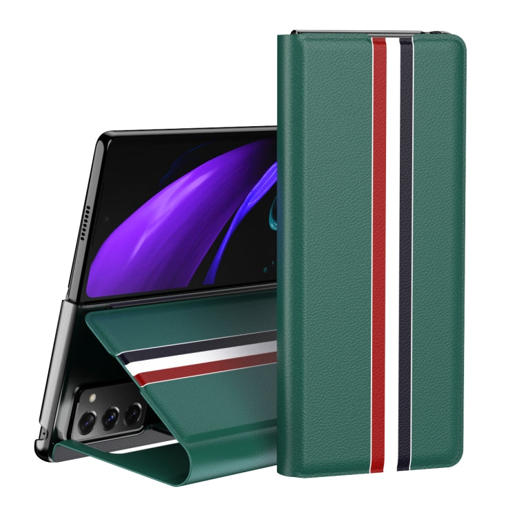 For Samsung Galaxy Z Fold3 5G Lychee Texture PU Card Slot Leather Case with Holder