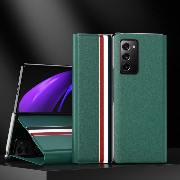 For Samsung Galaxy Z Fold3 5G Lychee Texture PU Card Slot Leather Case with Holder