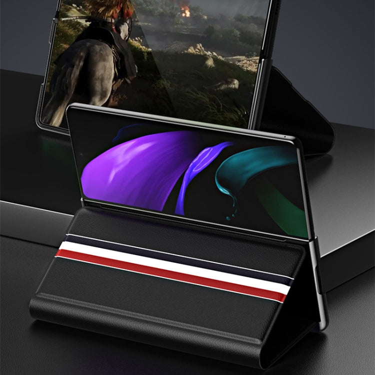For Samsung Galaxy Z Fold3 5G Lychee Texture PU Card Slot Leather Case with Holder