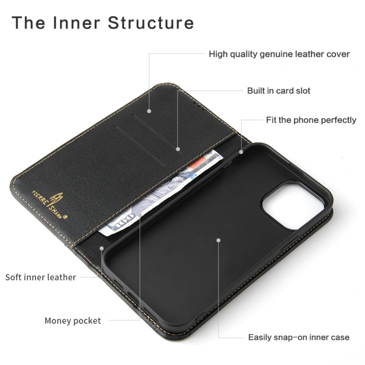For iPhone 13 mini Genuine Leather Horizontal Flip Leather Case with Holder & Card Slots & Wallet