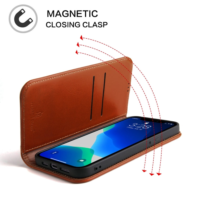 For iPhone 13 mini Genuine Leather Horizontal Flip Leather Case with Holder & Card Slots & Wallet