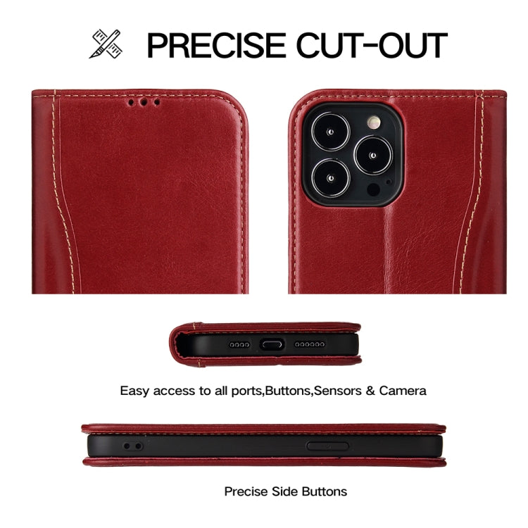 For iPhone 13 Genuine Leather Horizontal Flip Leather Case with Holder & Card Slots & Wallet