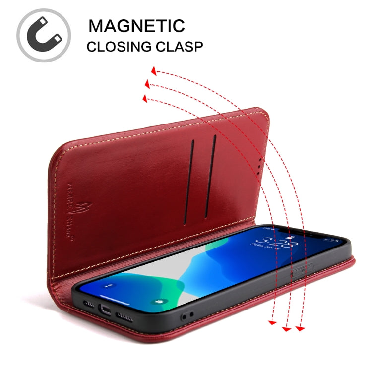 For iPhone 13 Genuine Leather Horizontal Flip Leather Case with Holder & Card Slots & Wallet