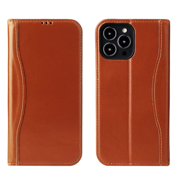 For iPhone 13 Genuine Leather Horizontal Flip Leather Case with Holder & Card Slots & Wallet