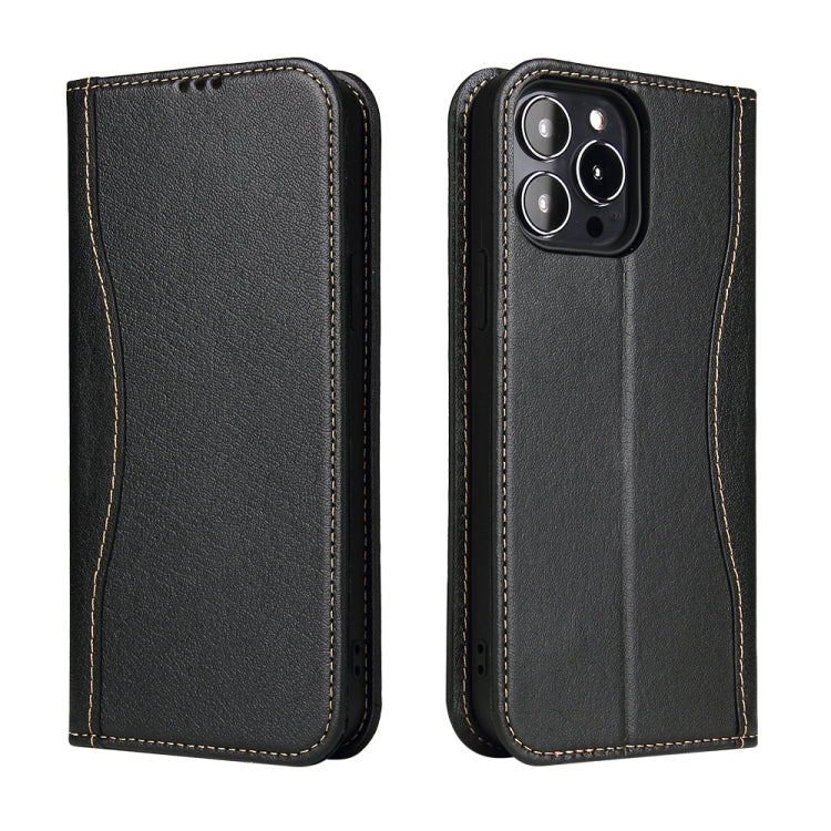 For iPhone 13 Pro Genuine Leather Horizontal Flip Leather Case with Holder & Card Slots & Wallet