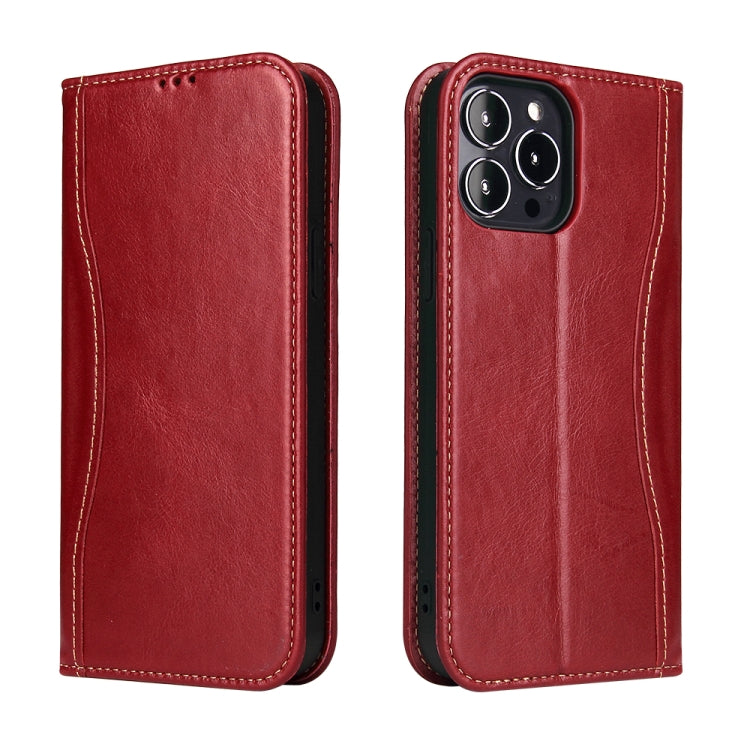 For iPhone 13 Pro Genuine Leather Horizontal Flip Leather Case with Holder & Card Slots & Wallet