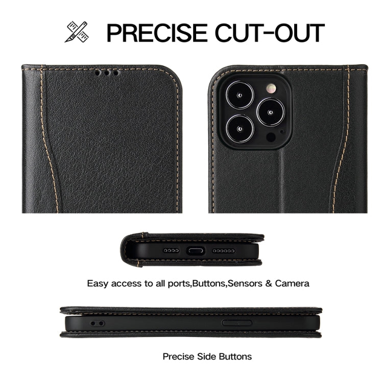 For iPhone 13 Pro Max Genuine Leather Horizontal Flip Leather Case with Holder & Card Slots & Wallet