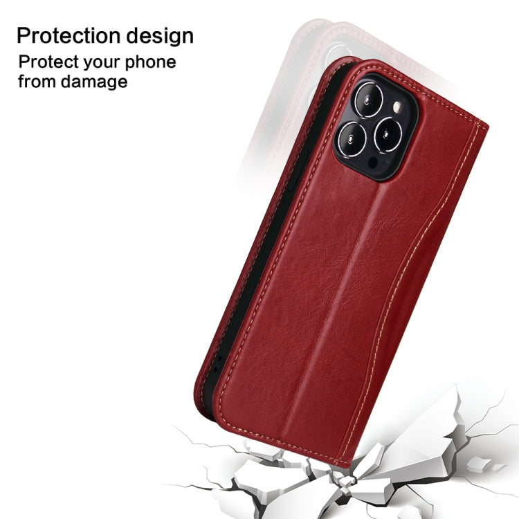 For iPhone 13 Pro Max Genuine Leather Horizontal Flip Leather Case with Holder & Card Slots & Wallet