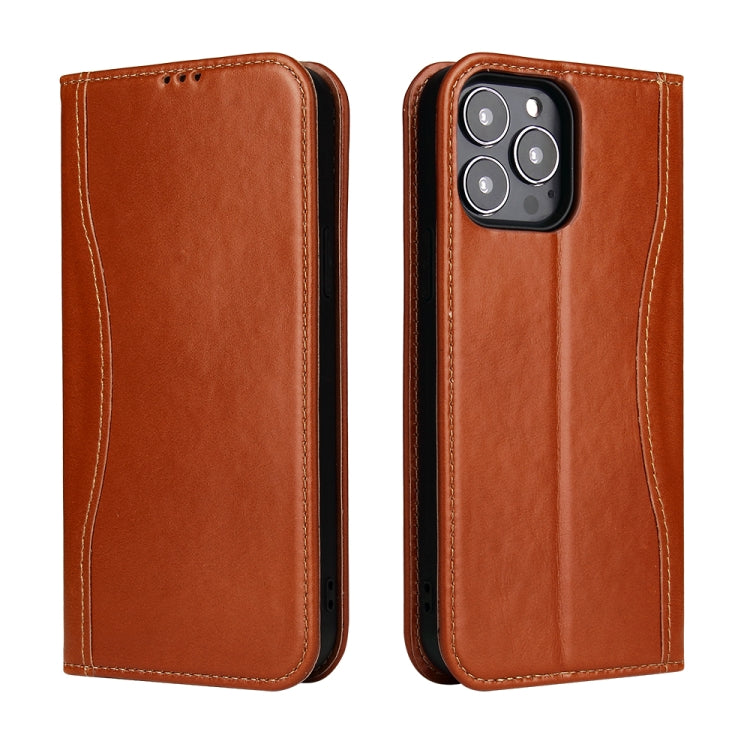 For iPhone 13 Pro Max Genuine Leather Horizontal Flip Leather Case with Holder & Card Slots & Wallet