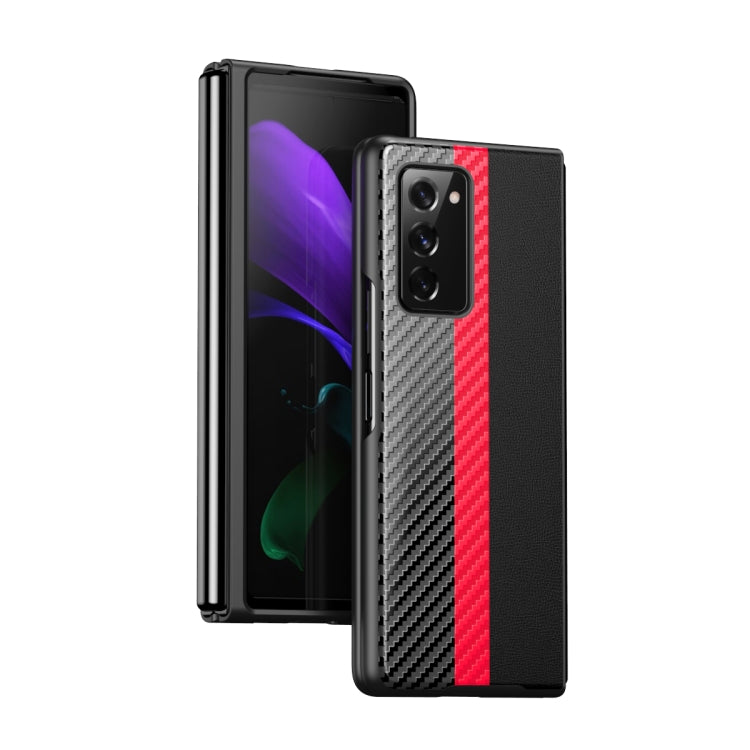 For Samsung Galaxy Z Fold2 5G Carbon Fiber Texture Contrast Color Four Corners All Inclusive Protective Case
